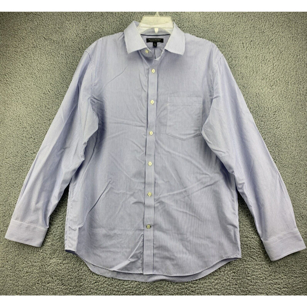 Mens Banana Republic Dress Shirt Large Cotton Long Sleeve Non Iron Classic Fit